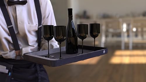 Miniatura 2 de PARTY BARGAINS Copas de vino de 12 onzas, color negro, paquete de 10, elegantes copas de vino de plástico desechables con tallos para bodas, eventos