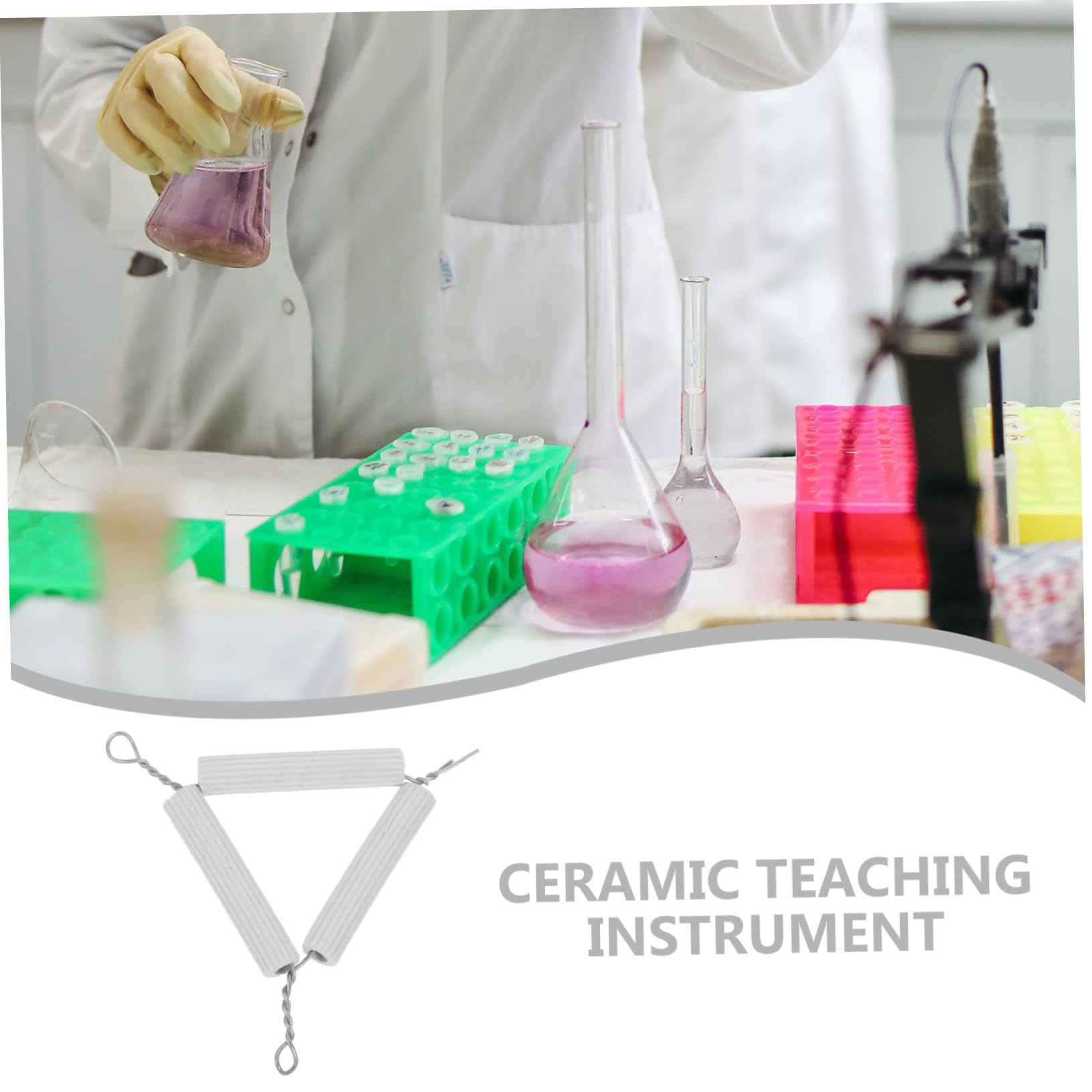 Gatuida Support de Creuset Métallique Blanc 10pcs pour Laboratoire, Résistant Haute Température, Structure Triangulaire en Fer et Coton pour Activités D'enseignement Chimie