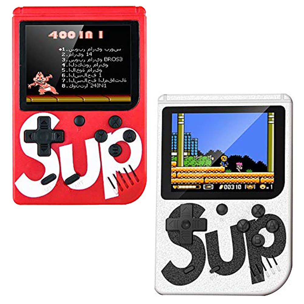 Inder2Pieces Sup Games Box with 400 in 1 Games Retro Portable Mini Handheld Game Console 3.0 Inch Kids Game Player (Red-White)
