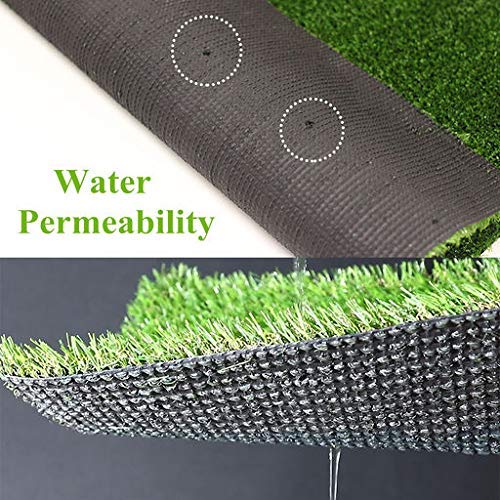 Premium Thick Artificial Grass Turf, Drainage Holes & Rubber Backing 70 oz Synthetic Grass, Pet Turf Fake Grass for Dogs or Outdoor Decor 1FTX4FT