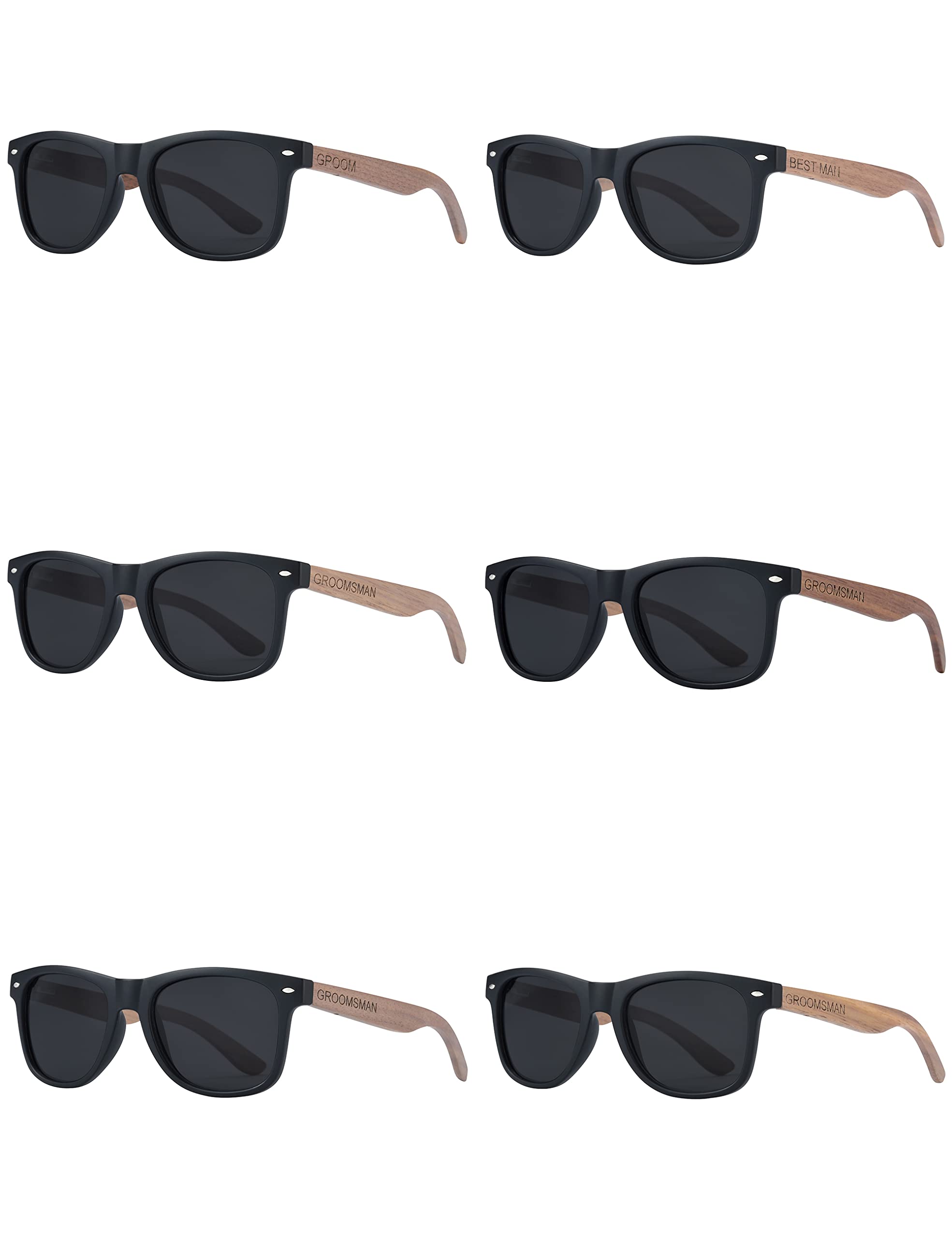 BarcurWedding Gifts Bachelor Party 2/3/6/8/10pcs Bachelor Sunglasses for Groomsmen Bride Groom,Best Man,Ring Bearer/Security Wood
