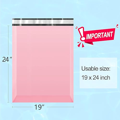 Miniatura 2 de Famagic Paquete de 50 sobres de polietileno de 19 x 24 pulgadas, bolsas de envío impermeables de color rosa claro, bolsas de embalaje resistentes a