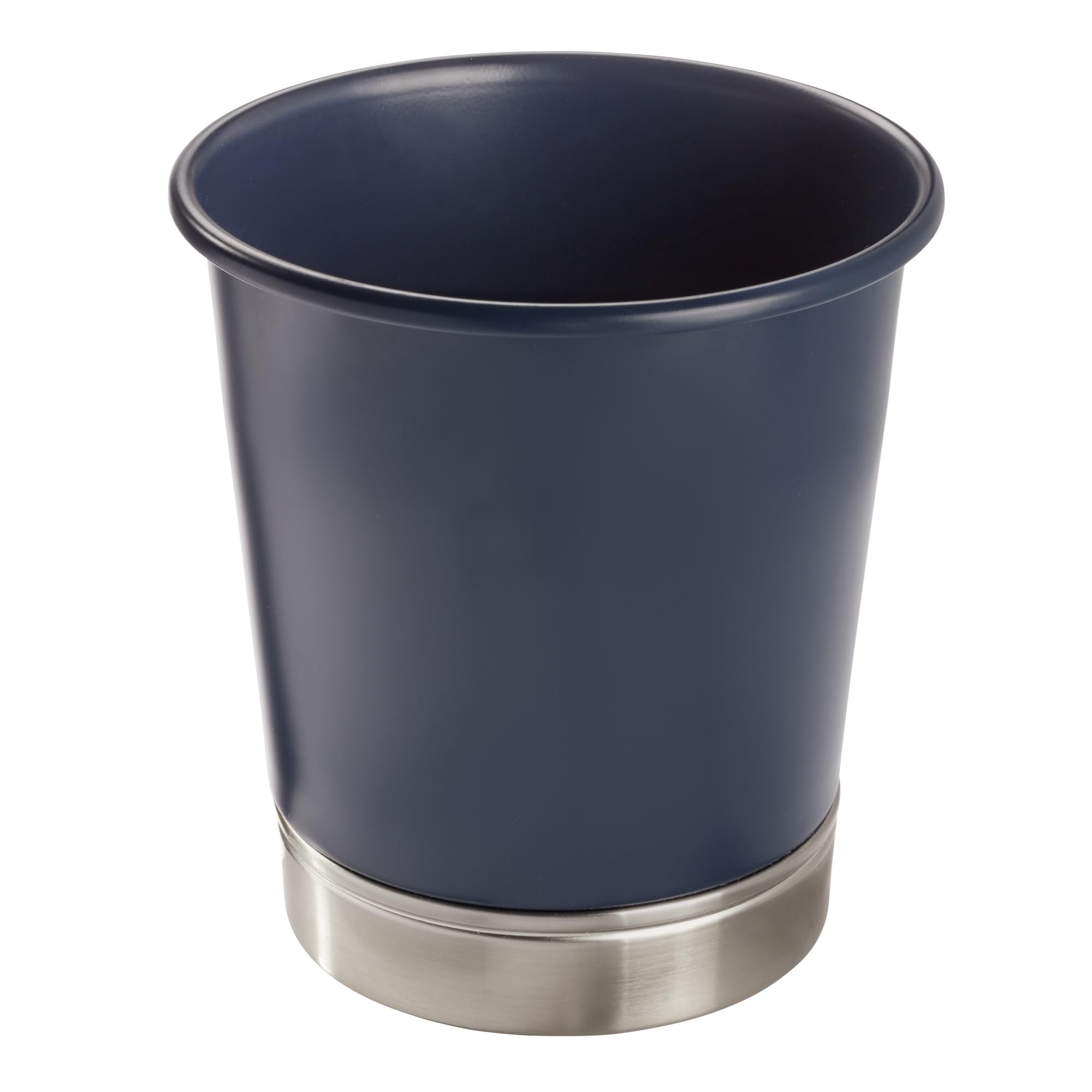 iDesign Small Round Bathroom Trash Can - Black Chrome