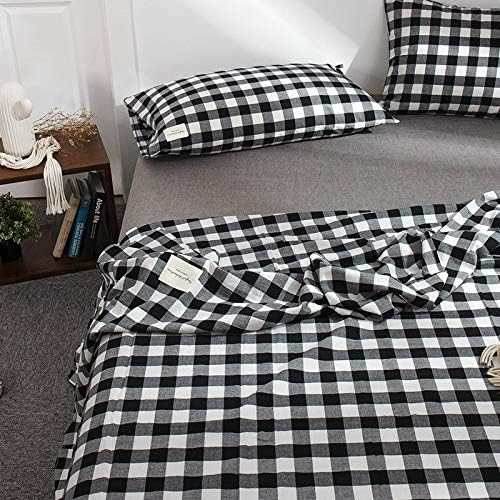 2 Pack Gingham Buffalo Check Fitted Bottom Sheet Full 1800 Ultra-Soft Brushed Microfiber 16" Deep Pocket Bed Sheet, Black and White, Full