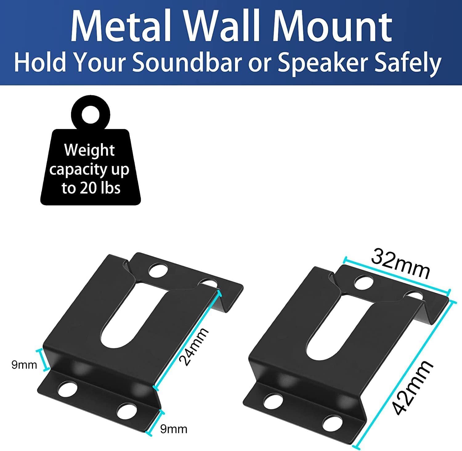 Compatible with Vizio/SB4031-D5/SB4251W/SB4051-D5/SB4551-D5 Holder Wall Mount Stand Accessories with Integrated Cable Management, Smart Home Speaker Accessories Rack (Black) 2 Pieces image 5