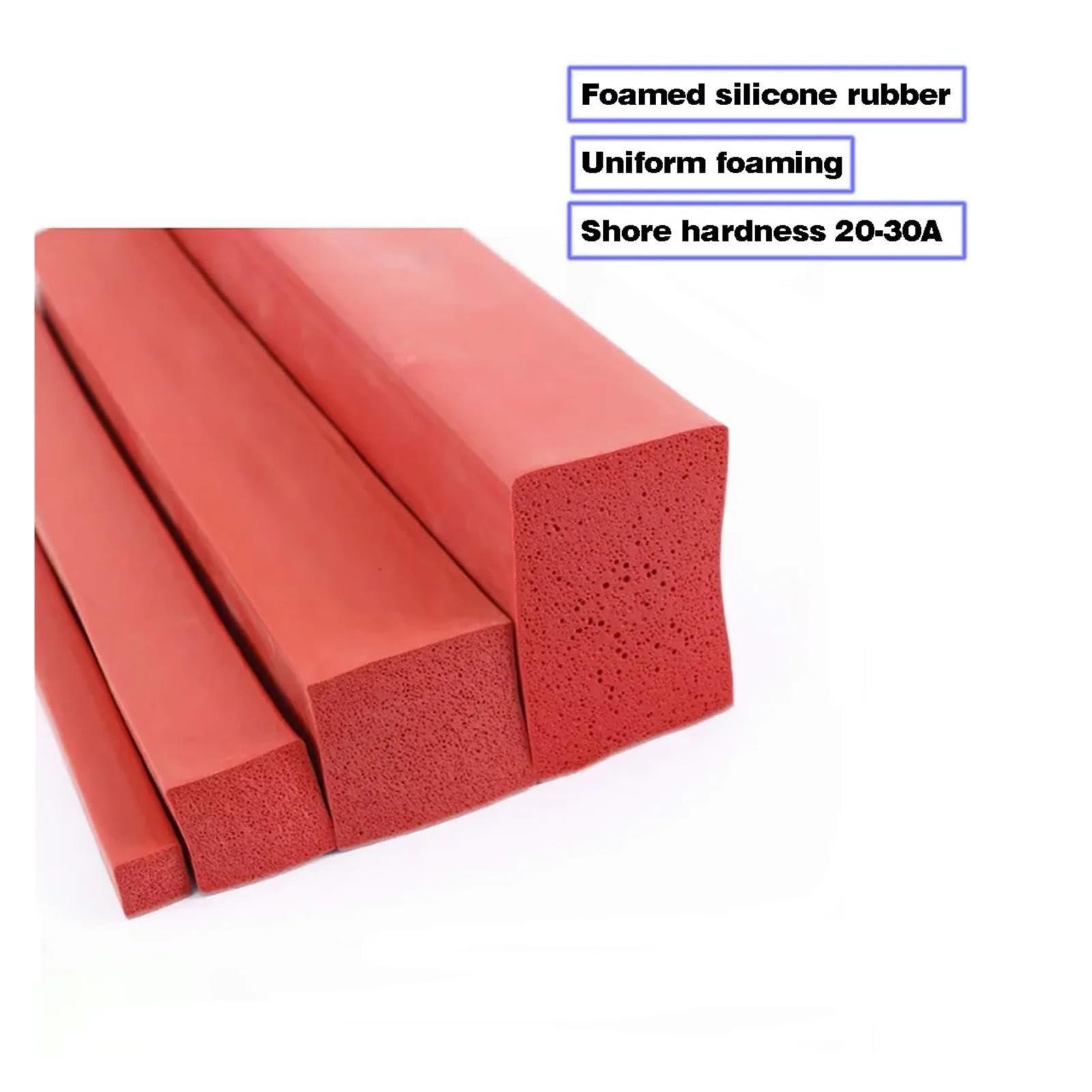 Red Silicone Foam Square Seal Strip