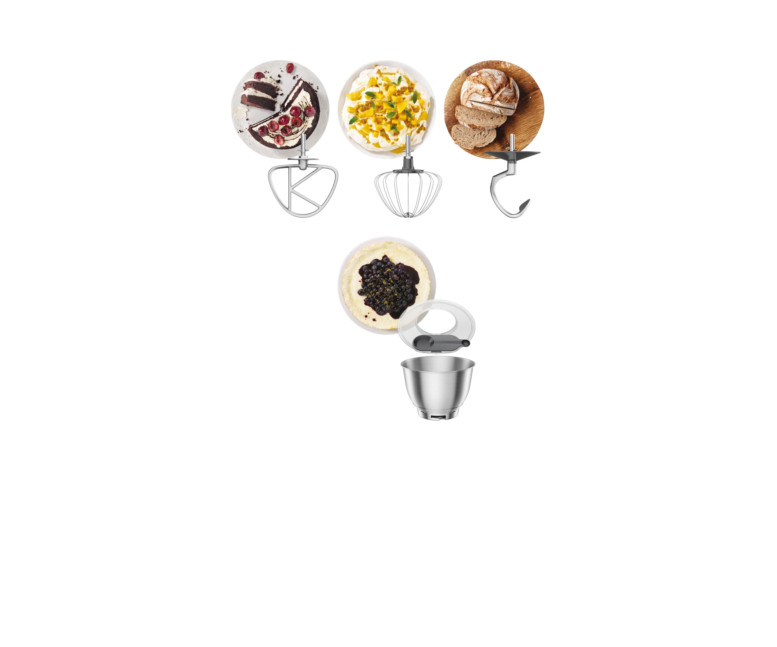 Kenwood Go – Kompakte Küchenmaschine zum Backen, platzsparendes Design mit 4L Schüssel, 3 höhenverstellbare Metall-Rührwerkzeuge, drehbarer Spritzschutz, 6 Stufen, Tragegriff, 800W, Grün (KZM35000GR)