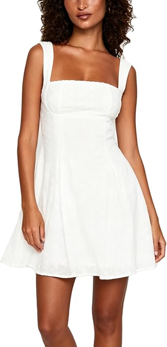 Womens Y2K Bow Tie Back Mini Dress Summer A Line Short Dress Swing Sundress