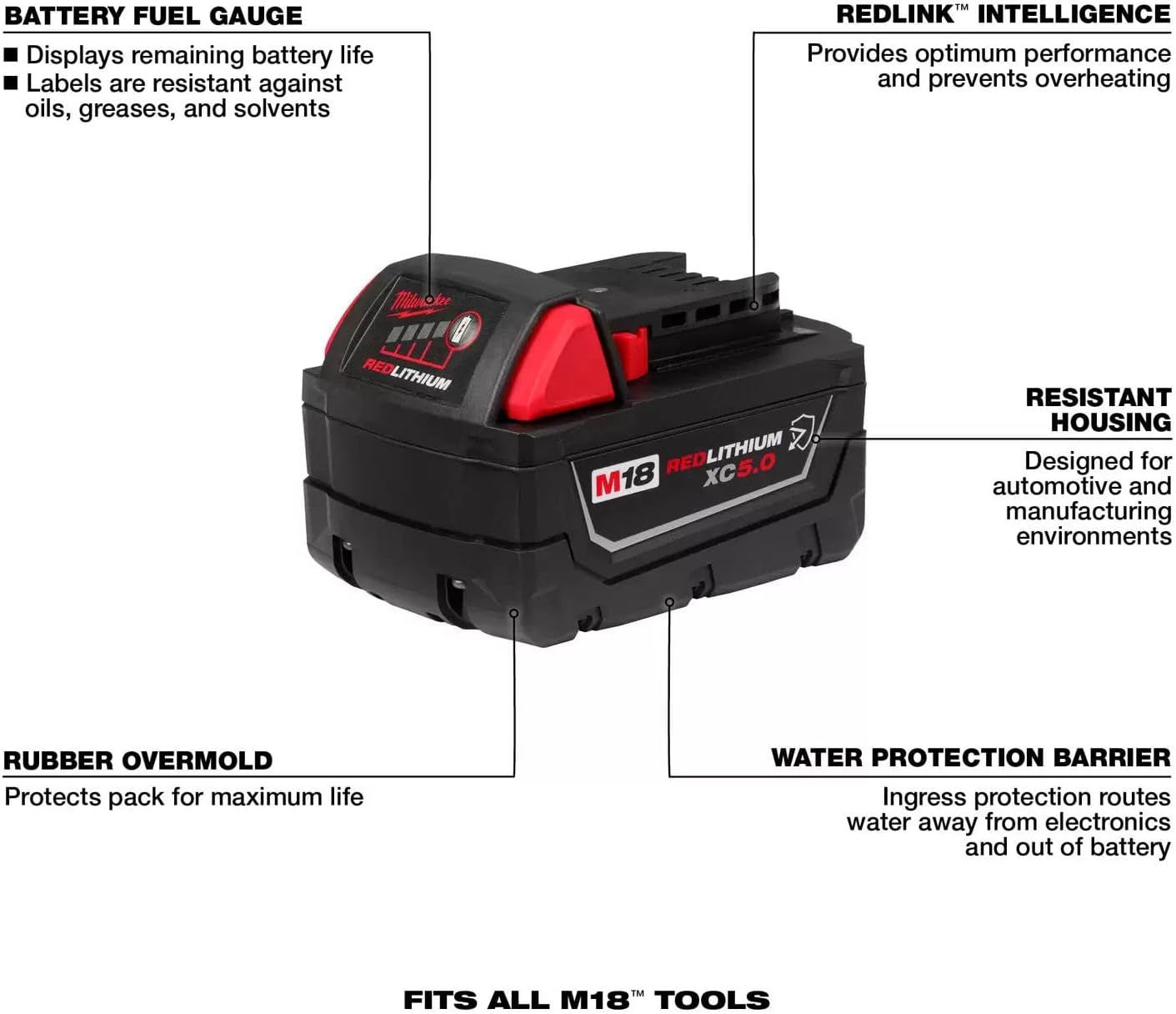 Milwaukee Electric - M18 REDLITHIUM XC HIGH Capacity 5.0 Extended CAPAC