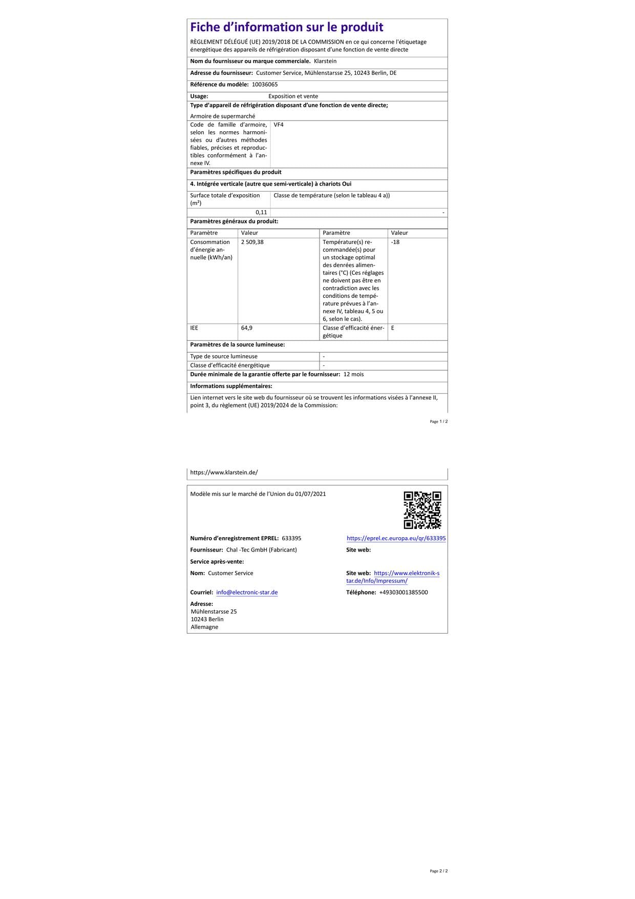 KLARSTEIN IceAge - Congélateur avec façade vitrée, thermostat à 5 niveaux, 0 à -20°C, pieds réglables en hauteur, boîtier en acier, CEE E, 2 clayettes, 36 litres