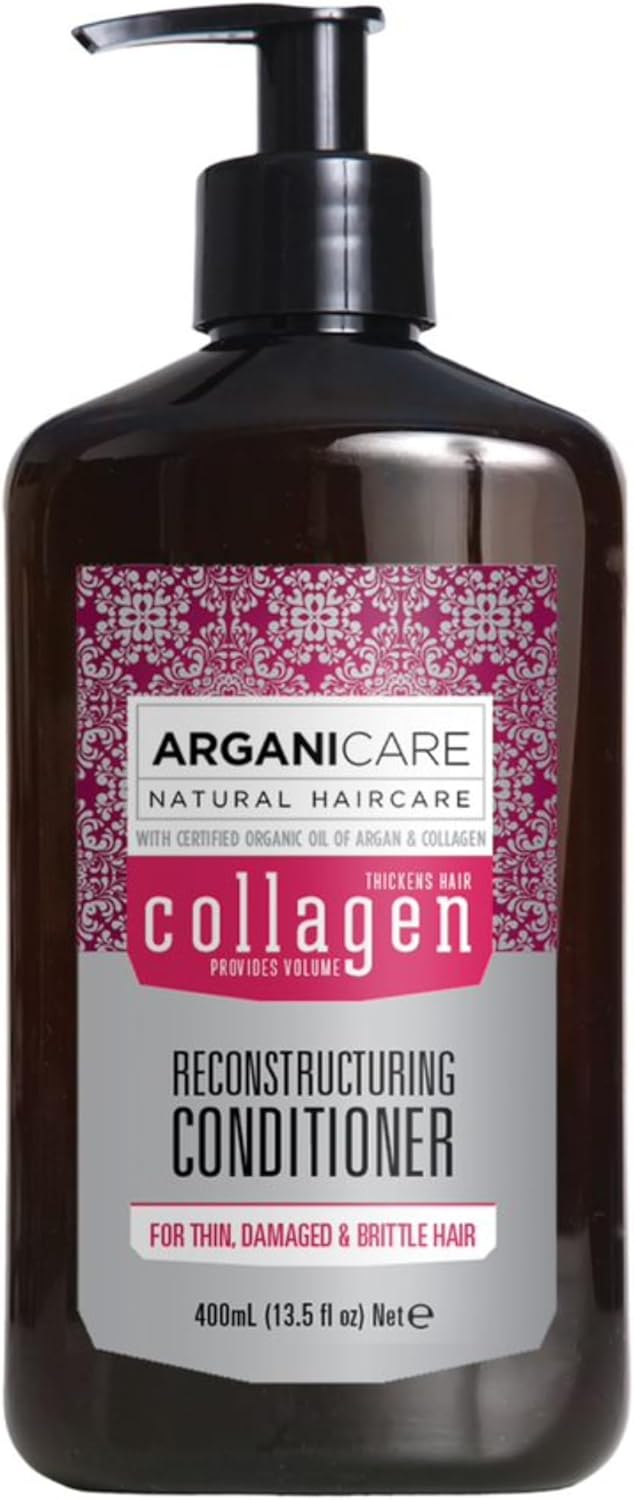 Arganicare | Collagen gamma | BALSAMO RIPARATORE | Collagen | Ripristina and rebuild the hair fiber | Porta volume amplificato | Alta idratazione | Capelli finite and senza volume | 400ml
