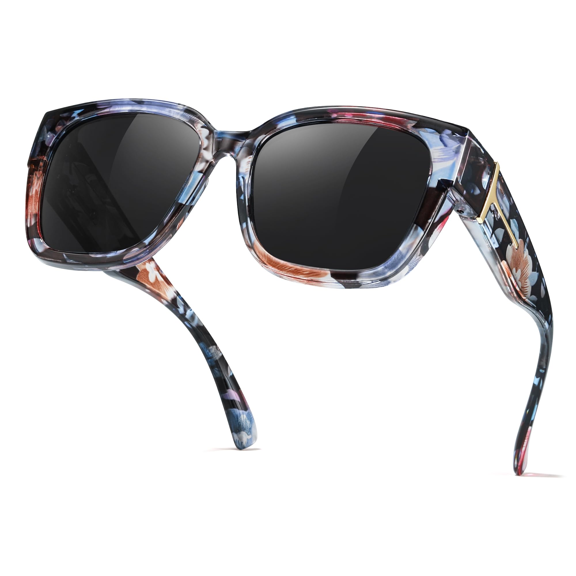 TJUTR Polarized Fit Over Glasses Sunglasses for Women Men Oversized Square Wrap Around UV400 Protection Shades for Driving