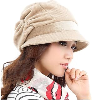 Cappelli e cappellini CJC Newsboy cap Strillone Maglia da Donna Visiera Beanie Cappello Invernale Caldo Tempo di Neve Fredda Ragazza (Color : off-White, Size : 56-58cm)