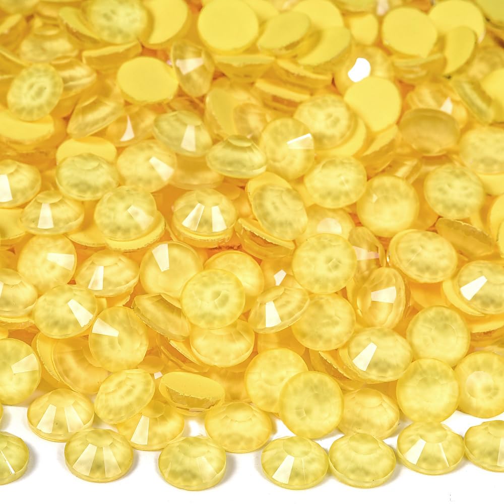 Blinginbox Flatback Rhinestones Round Gems, 288pcs Luminous Series Glass Stones Neon Gems Non Hotfix Crystal Rhinestones for Nail Charms Crafts Clothes Tumblers,Yellow Neon,SS30.