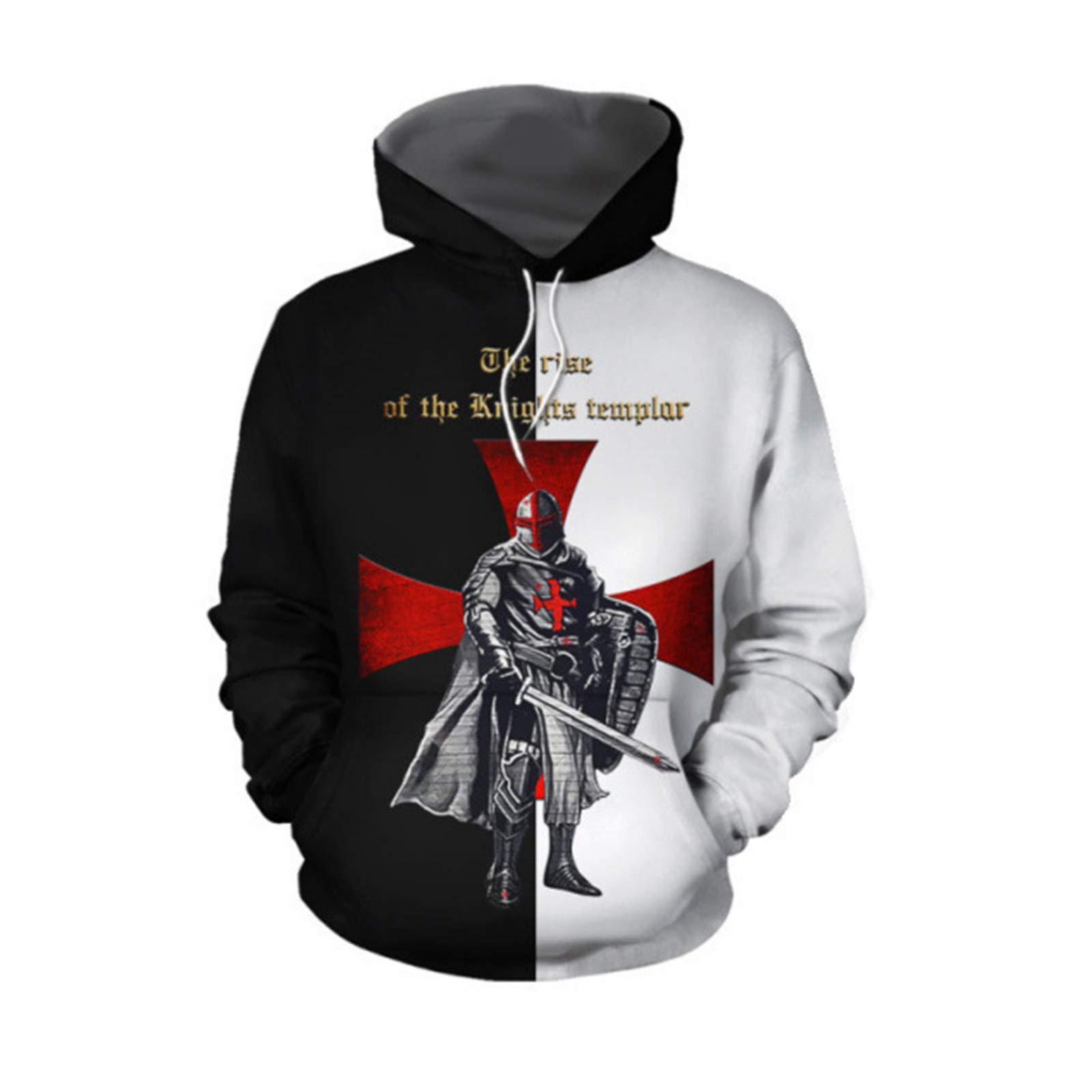 Knights Templar Hoodie 3D Vintage Medieval Crusader Armor Sweatshirt Cosplay Costume