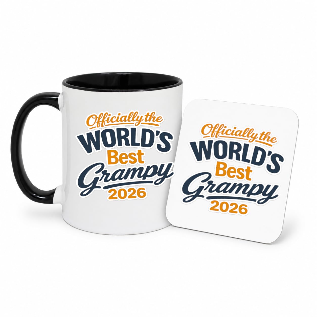 World's Best Grampy Gift Mug & Coaster Set, Personalised Present - 11oz (Mug & Coaster)