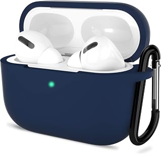 AirPods Pro 2nd Generation Case Cover, Protective Silicone Skin Accessories with Keychain for Women Men for Apple AirPods Pro Gen 2(2022), Front LED Visible-Midnight Blue