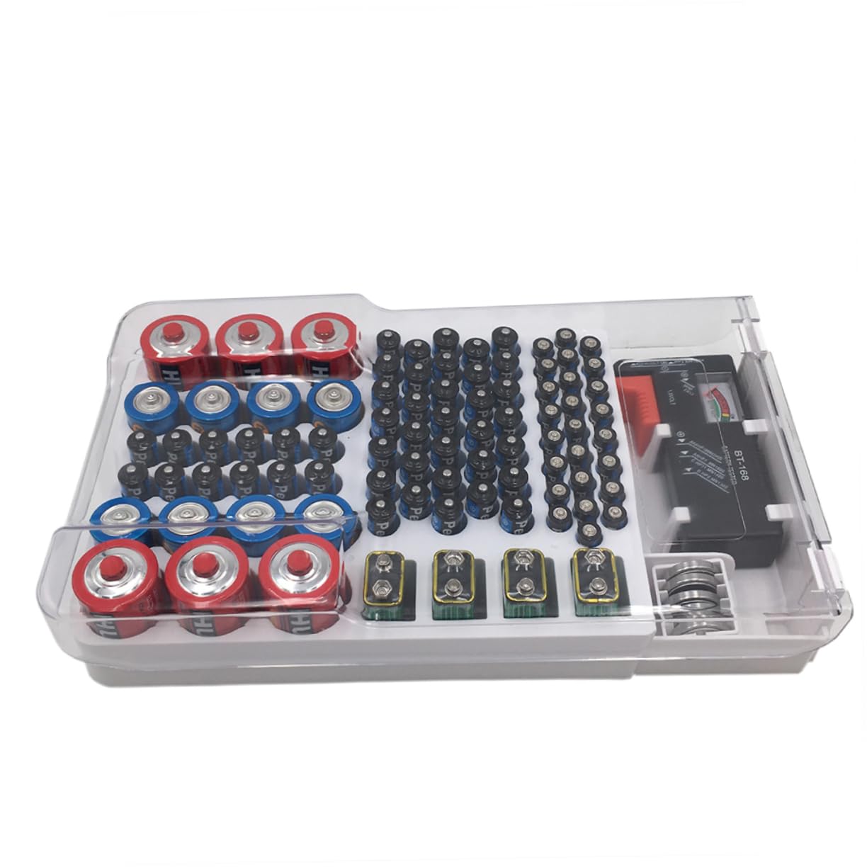 Organizer per Tester di Capacità Integrato, Custodia in Abs Bianco Grande Capacità per Uso Negozio, Supporto e Verifica Pile Aa Aaa