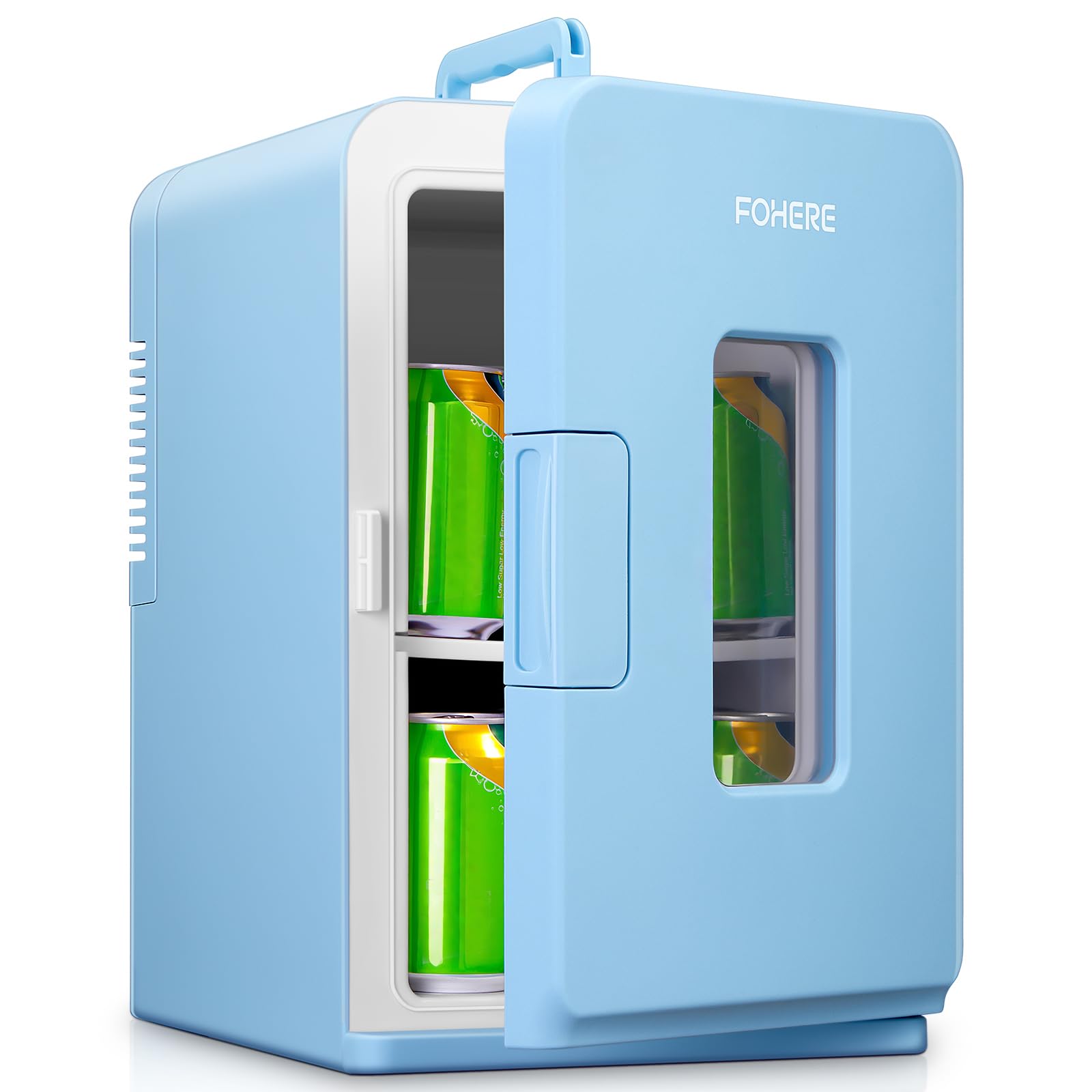 Mini Fridge 15L, Small Fridge for Bedrooms, Cool/Warm Function, Portable 12V/240V, ECO Low Noise Mode, Cooler for Beauty, Drinks, Camping, Traval (Blue) [Energy Class E]