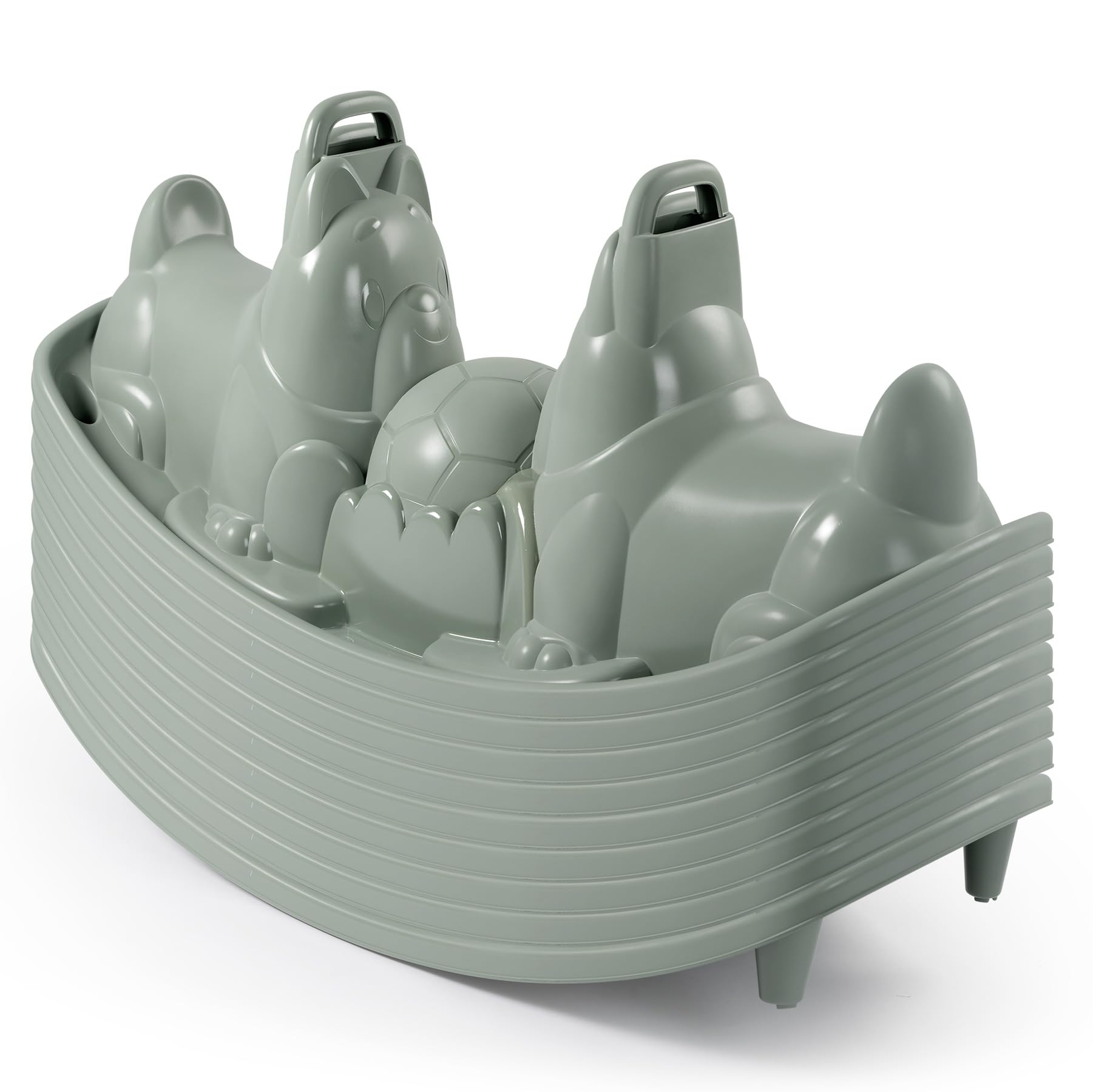 Smoby Life - Cani a dondolo - 2 sedute ergonomiche, 1 seduta centrale, 2 maniglie di sostegno - Materiale riciclato - Dai 18 mesi - Prodotto in Francia