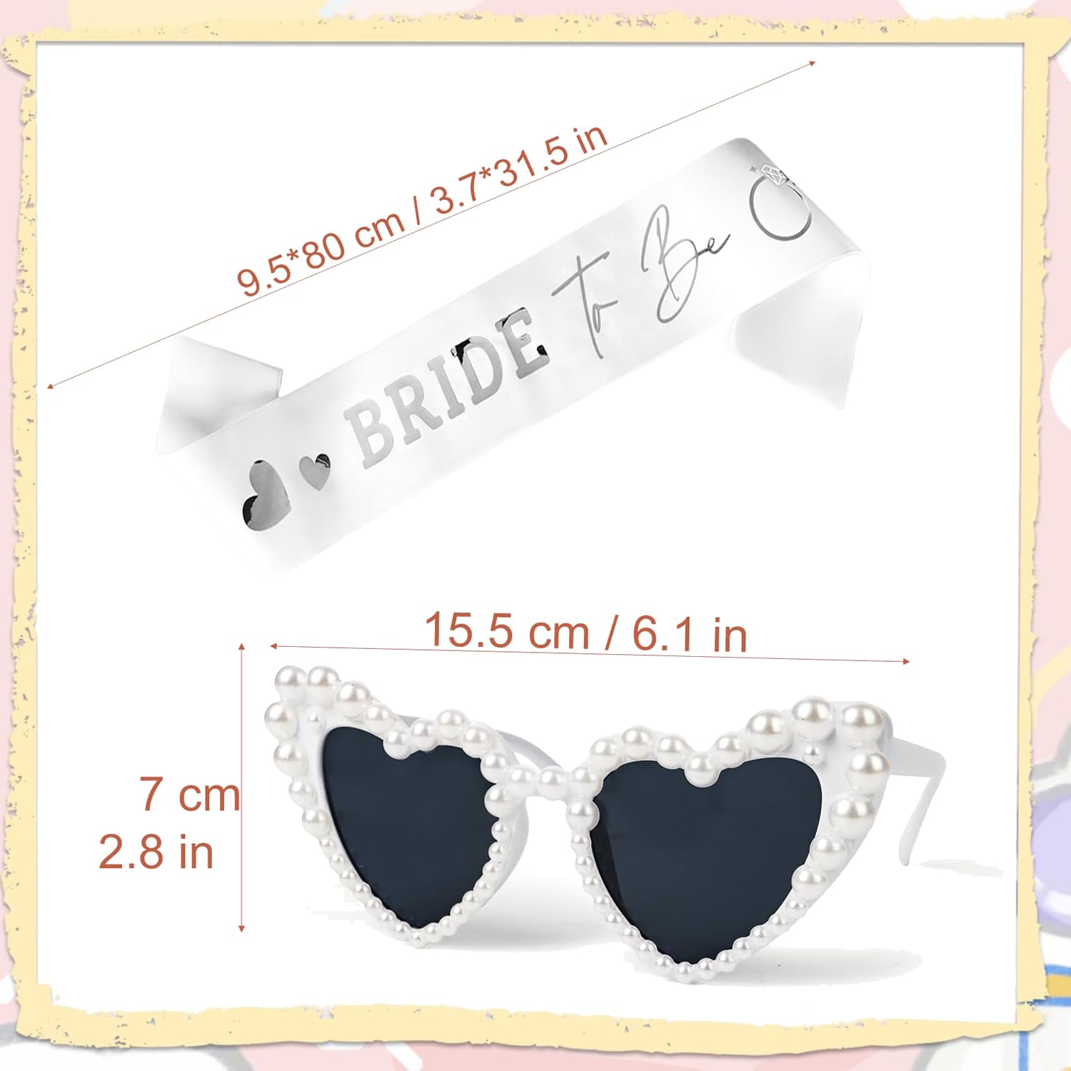 RenSton Hen Party Accessories Set, Bride to Be Sash Hen Party Veil Glasses Hen Do Accessories for Wedding Bridal Shower Decoration - Image 3