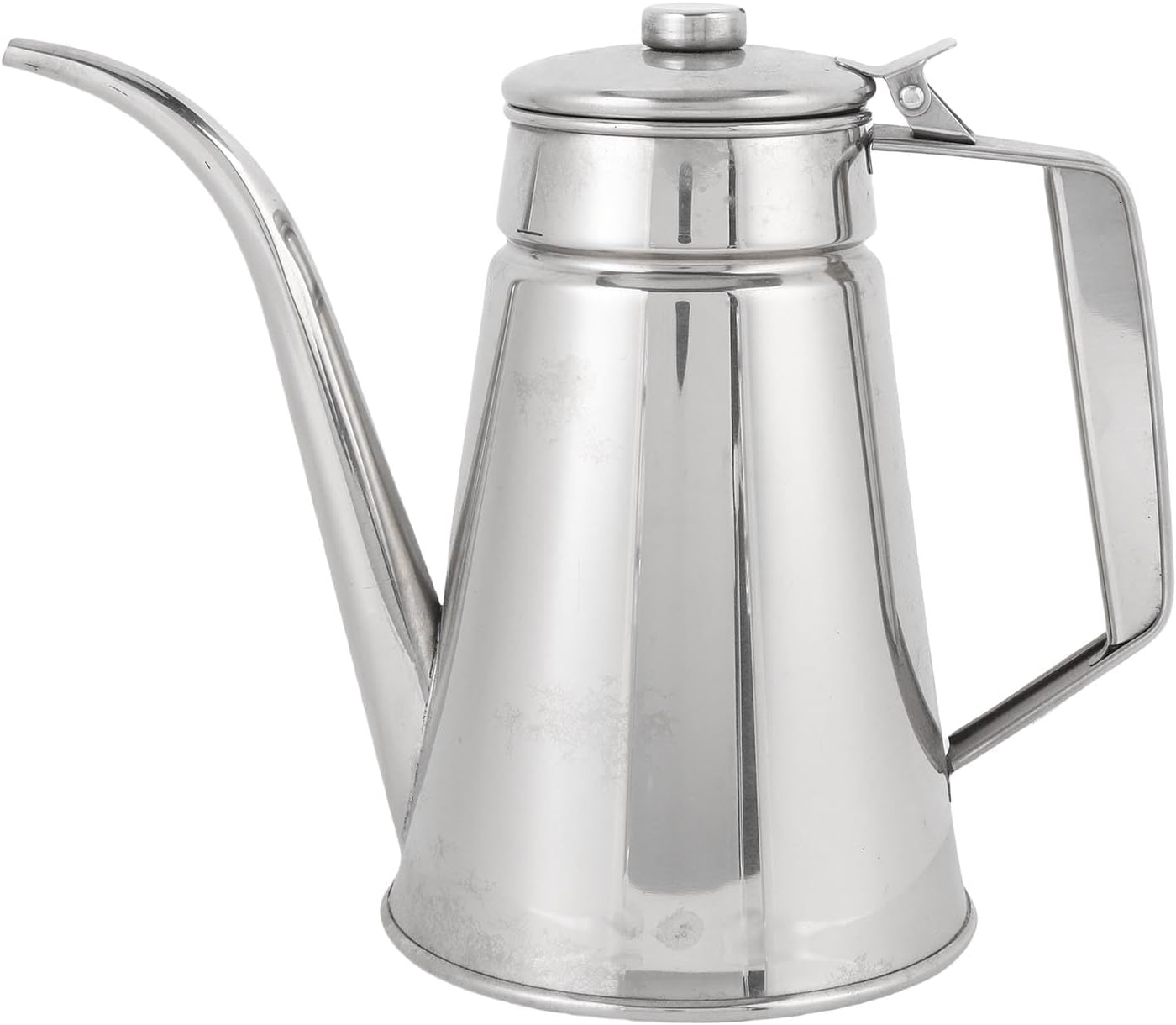 304 Stainless Steel Oil Pot with Lid - Leakproof Long Spout Dispenser for Kitchen Oil Vinegar Soy Sauce Storage Container (S 1L)