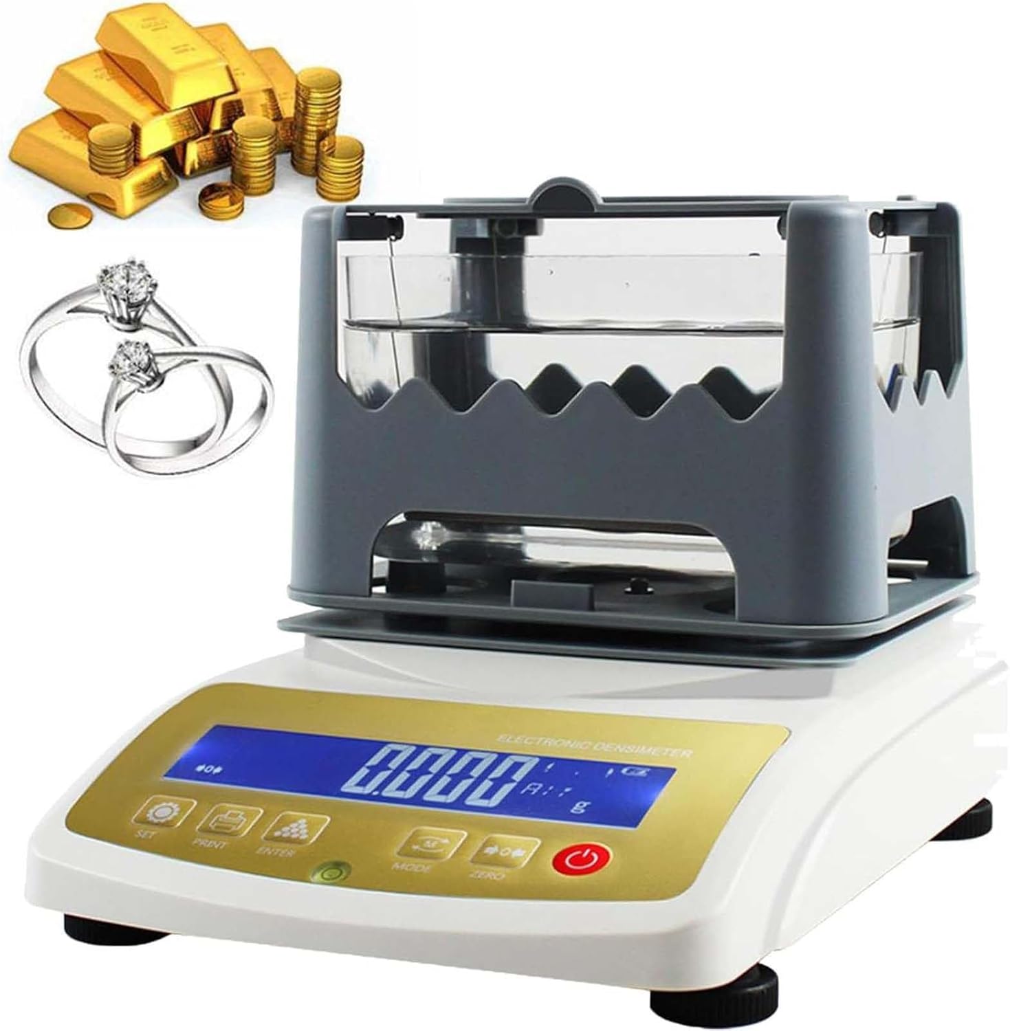 Automatic Gold Testing Kit, Precious Metal Analyzer, with LCD Display, Max Weighing Weight: 300g/600g/1200g, Weighing Precision: 0.01g, for Jewelry Professionals & Buyers MDJ300K