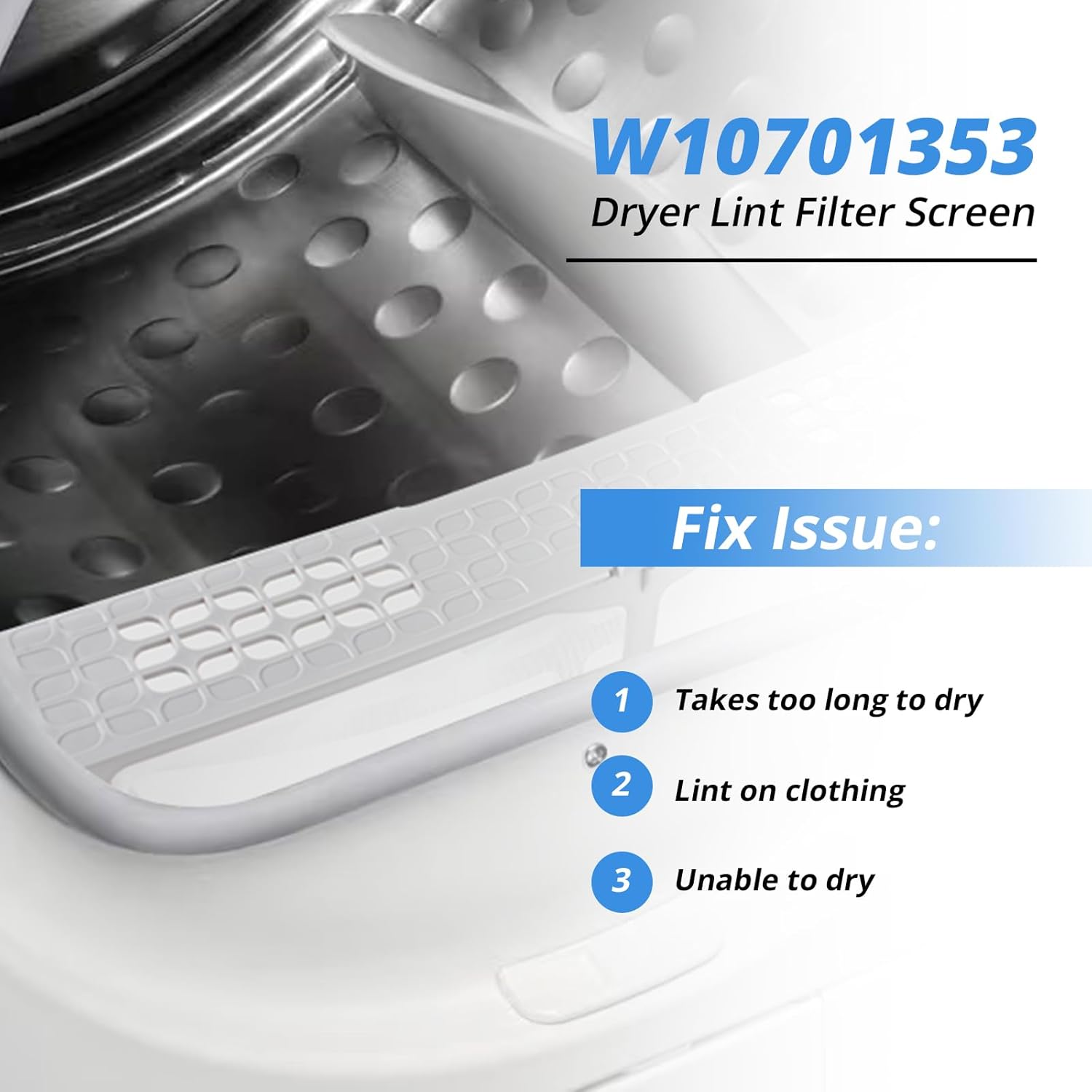 W10859086 W10608811 Dryer Lint Filter Replacement for Whirlpool Maytag Dryer Lint Screen W10701353 MEDB835DW4 MGDB835DW4 WED8000DW3 MEDB835DW2 MEDB855DC4 WGD8500DC3 WED8500DC3 MEDB835DW3
