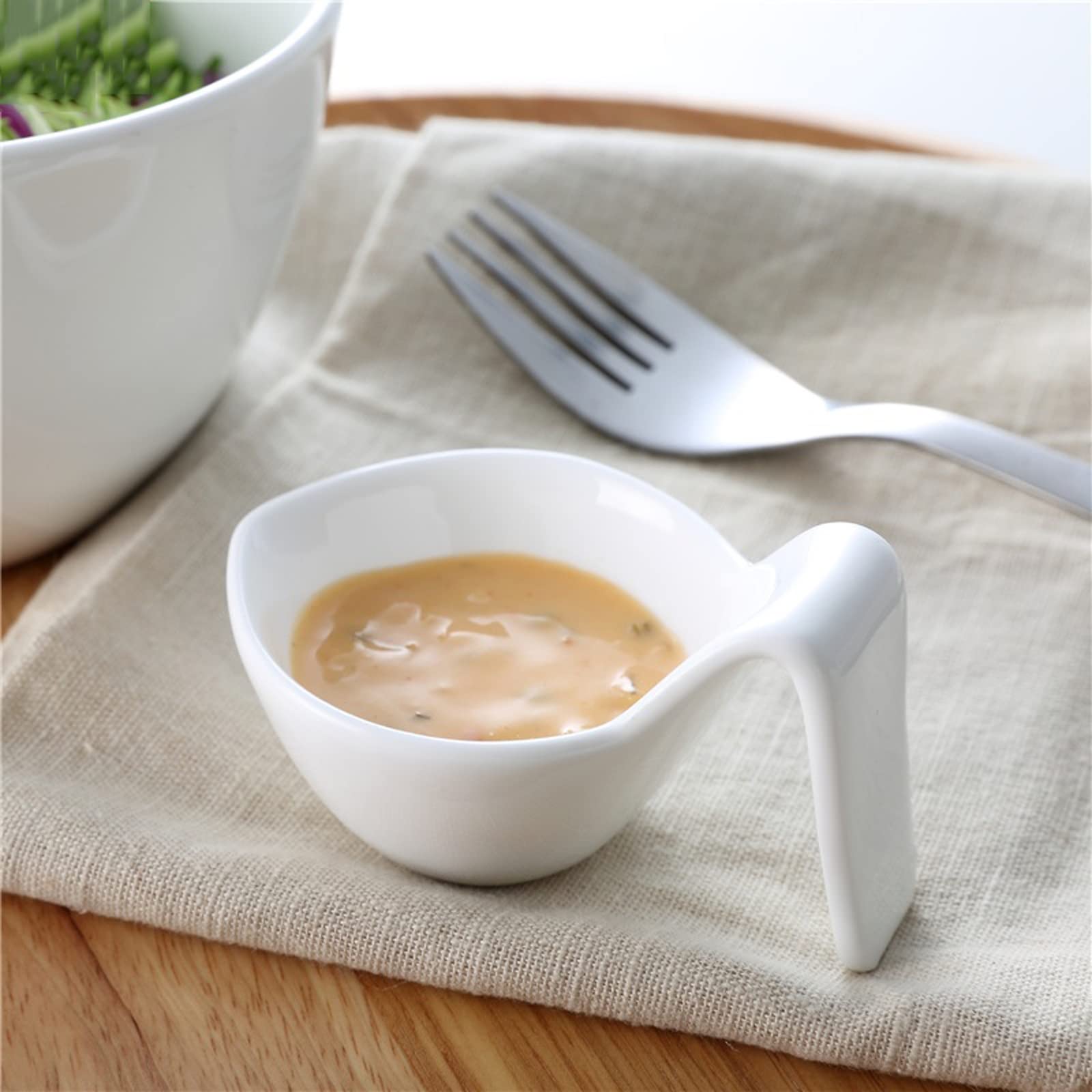 Ciotoline da Snack Dip Bowls Maniglia Cucchiaio Shack Shack Shack Shack Show Elevato in porcellana Bianco Prima colazione a buffet BUFFET Ceramica for salsa Piatto da tavola Piatti Snack Ceramica ( Co