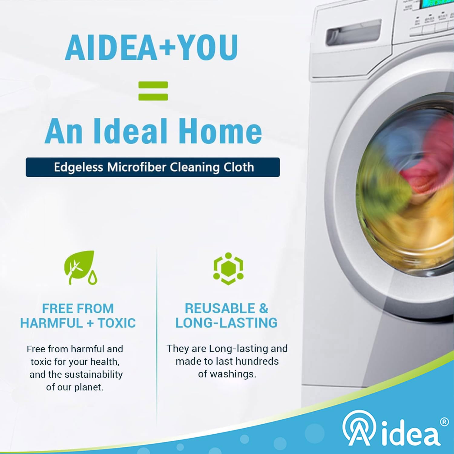 AIDEA Microfibre Cleaning Cloth, Microfibre Cleaning Cloth 12 Units 30 x 30 cm — view 3