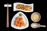 Vista 5 de Antner - Palillos japoneses hechos a mano, palillos de madera natural reutilizables con caja, juego de regalo de 5 pares