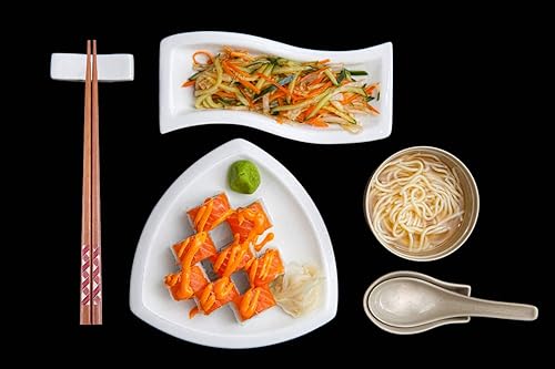 Miniatura 5 de Antner - Palillos japoneses hechos a mano, palillos de madera natural reutilizables con caja, juego de regalo de 5 pares