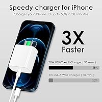 Vista 3 de Cargador rápido para iPhone, [certificado MFi] Bloque de carga rápida USB C de 20 W con cable de Tipo-C a Lightning de 10 pies, carga súper rápida