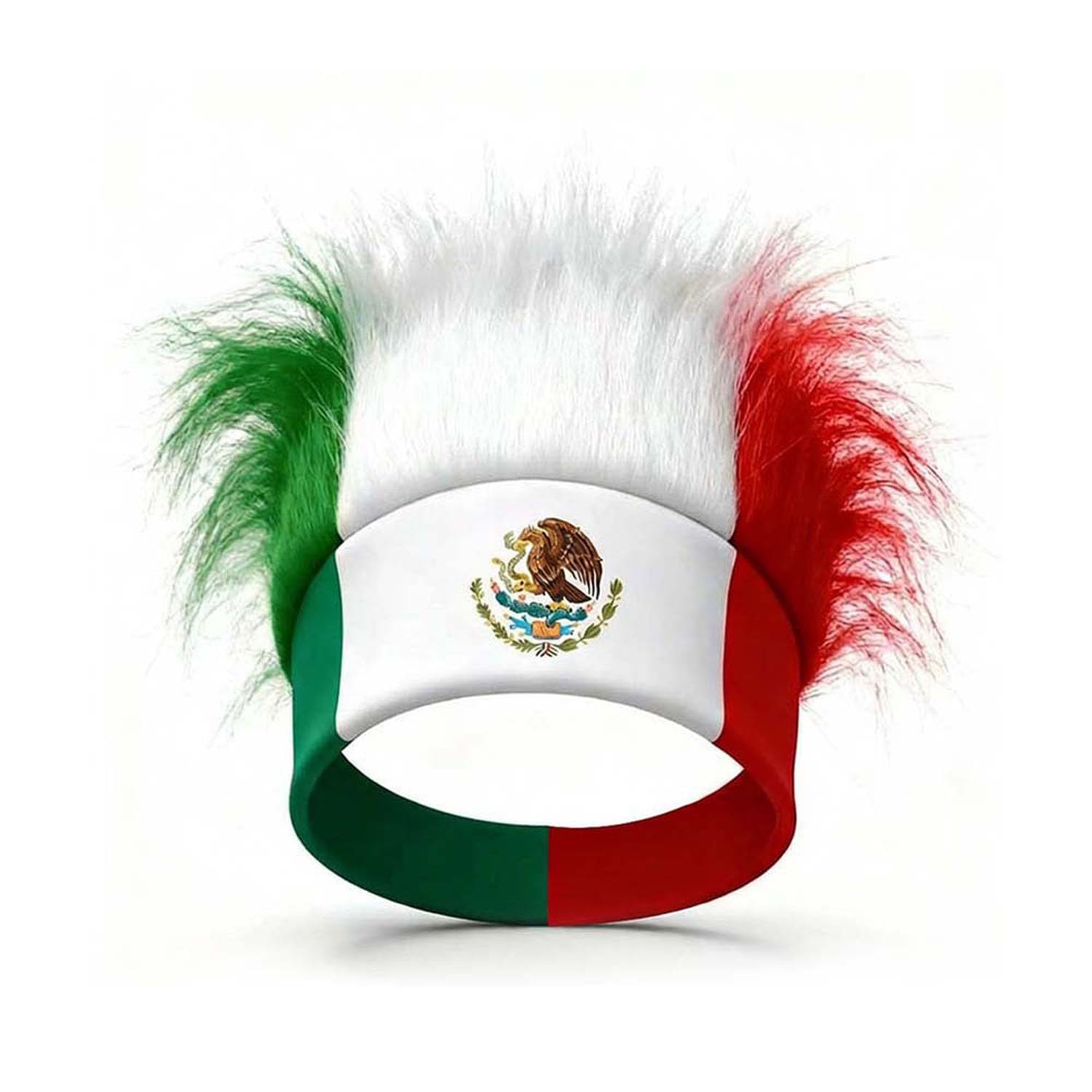 YAZVNTO USA Canada Mexico Country Flag Wig Headband Football Fan Accessories Curly Party Wig Sports Event Celebration Costume Decoration for Men Women,Mexico Flag