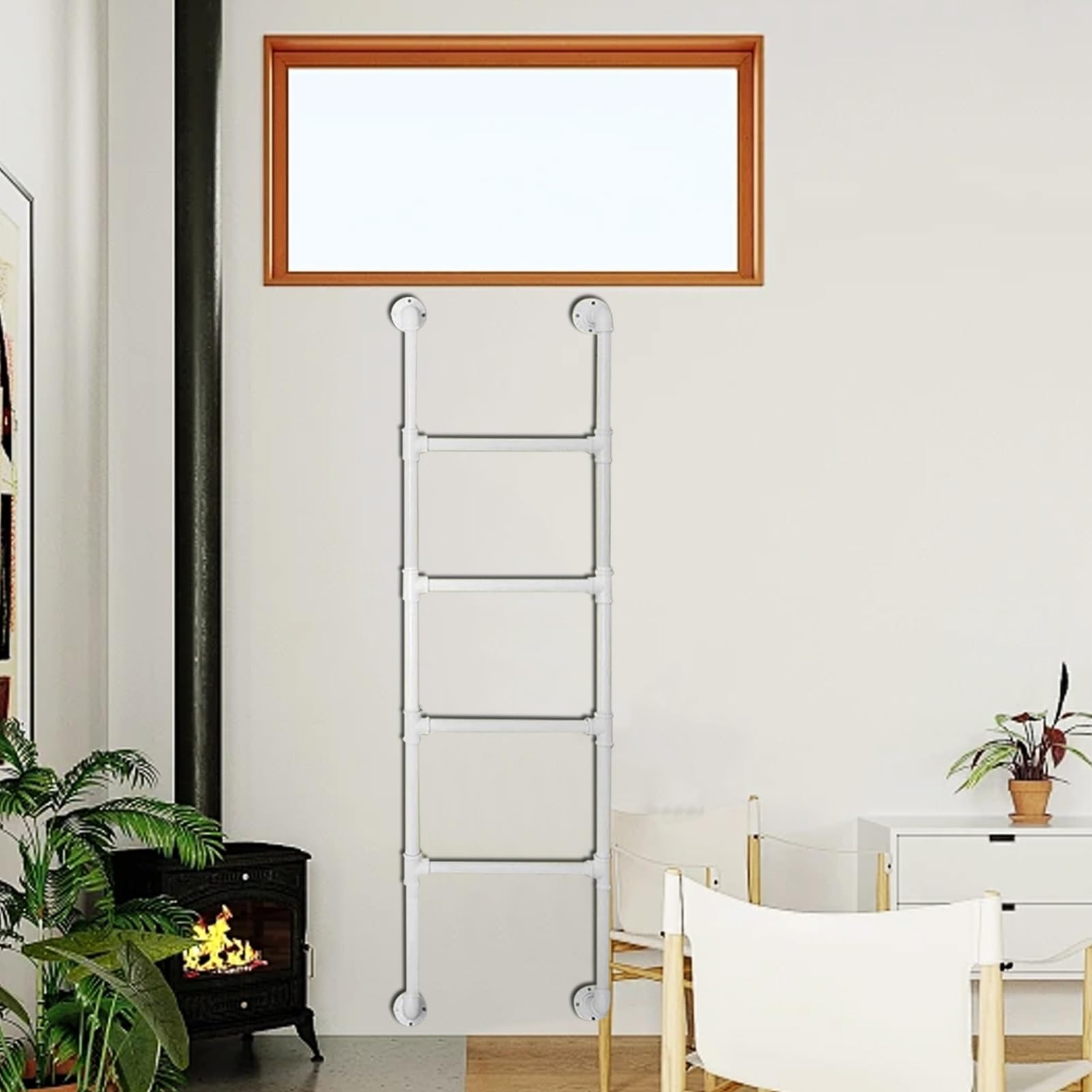 Escalera de Metal de Pared para Loft de casa, Escalera de Entrada y Salida de Altura para Hueco de Ventana, escaleras de Salida de sótano Resistentes para techos/garajes al Aire li