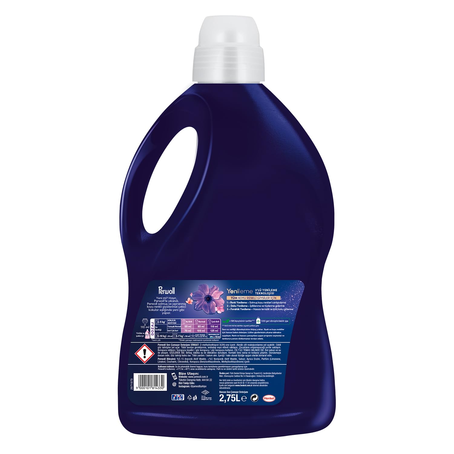 Perwoll Hassas Sıvı Çamaşır Deterjanı Yenileme&Çiçek Cazibesi Siyah 2,75 L