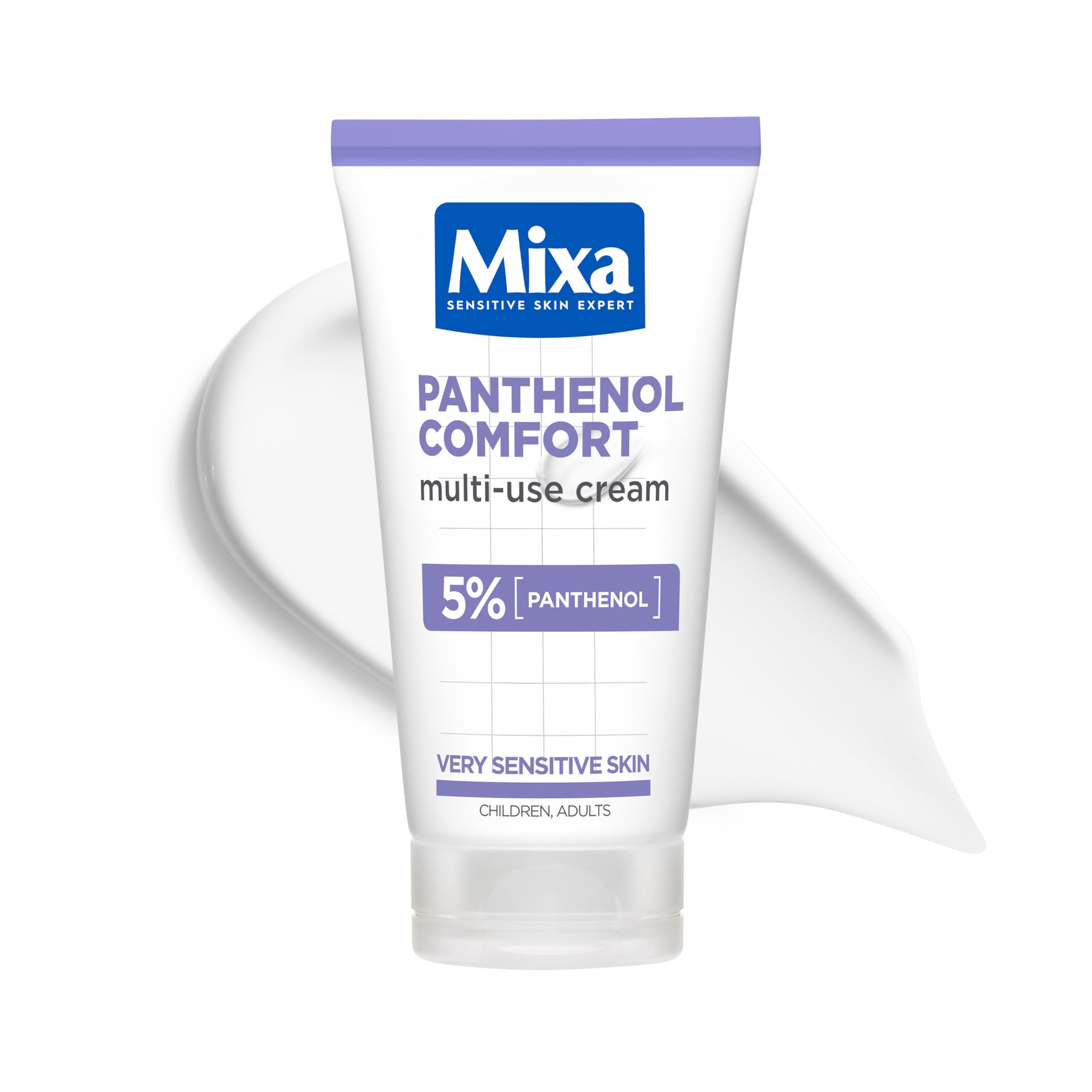Mixa Body Cream, Panthenol Comfort Multi-Use Cream, Suitable for Sensitive & Eczema-Prone skin, For babies, children & adults, 13% Panthenol, Glycerin + Omegas 6&9, Face + Body, Hypoallergenic, 50ml