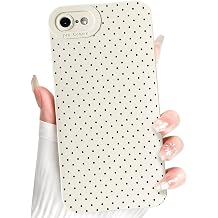 NITITOP Compatible for iPhone SE / 7/8 Case Cute Dots - White Black | Compatible for iPhone SE 2020 / 2022, Little polka dots, Full camera protective, For girls women, Soft TPU, Shockproof
