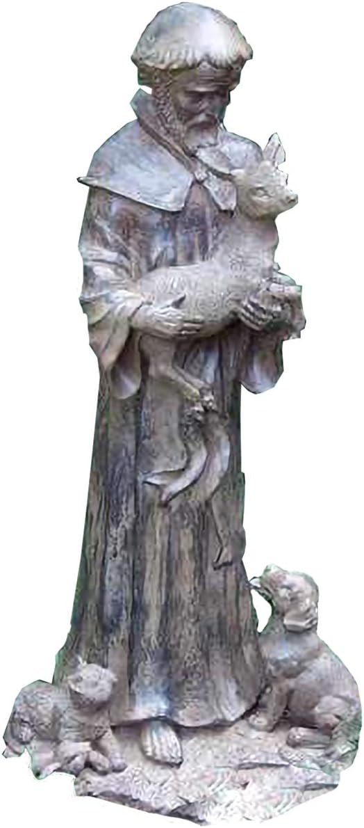 Echo Valley 4122 St Francis Holding Deer 21.75" Tall Lightweight Garden Statue in Rust Finish