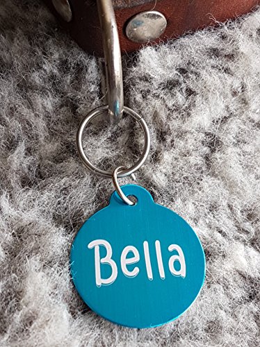 Gravuren.store 2 Stück Hundemarken Rund Adressanhänger aus Aluminium, mit Lasergravur, Dog Tag (Türkis) Cover