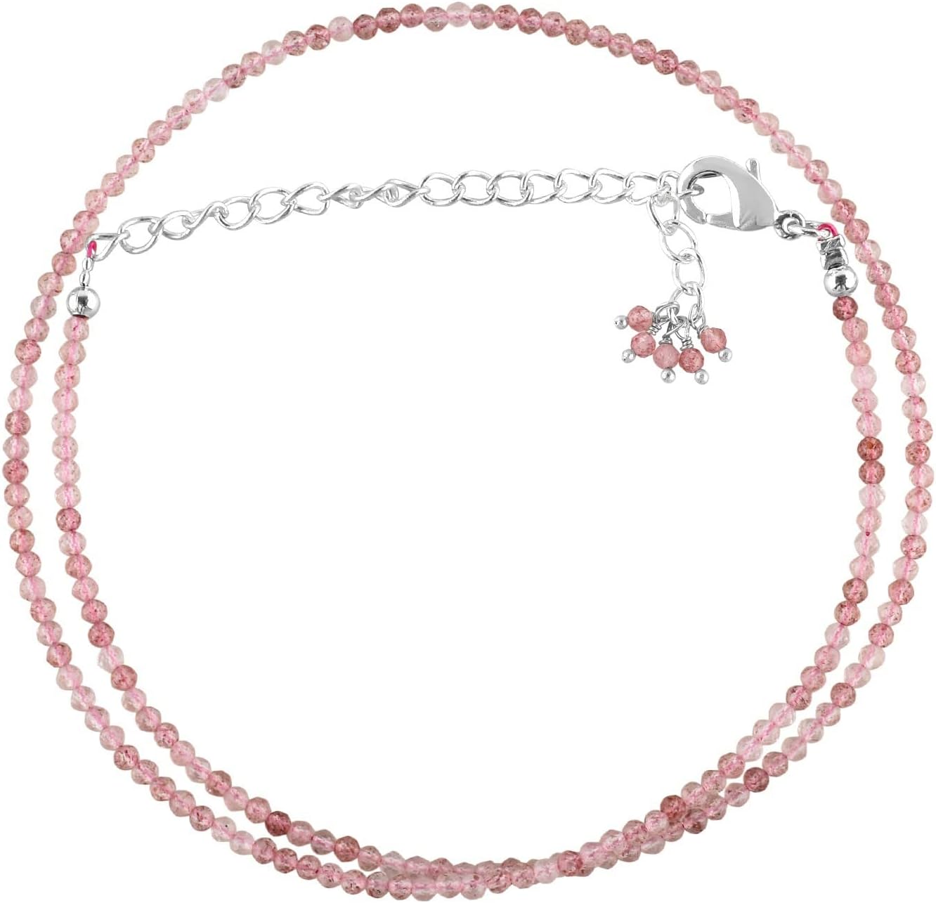 Natural Gemstone Micro Beads Choker Necklace for Women, Healing Chakra Energy Crystals, Birthstone Jewelry, Silver Plated Chain 18 inch Birthday Gift for Her