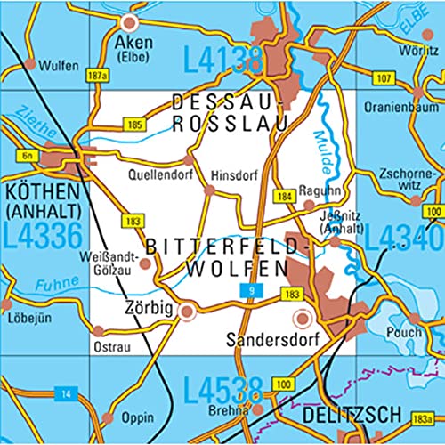 L4338 BitterfeldWolfen Topographische Karte 150000 DTK50 SachsenAnhalt LVermGeo Sachsen