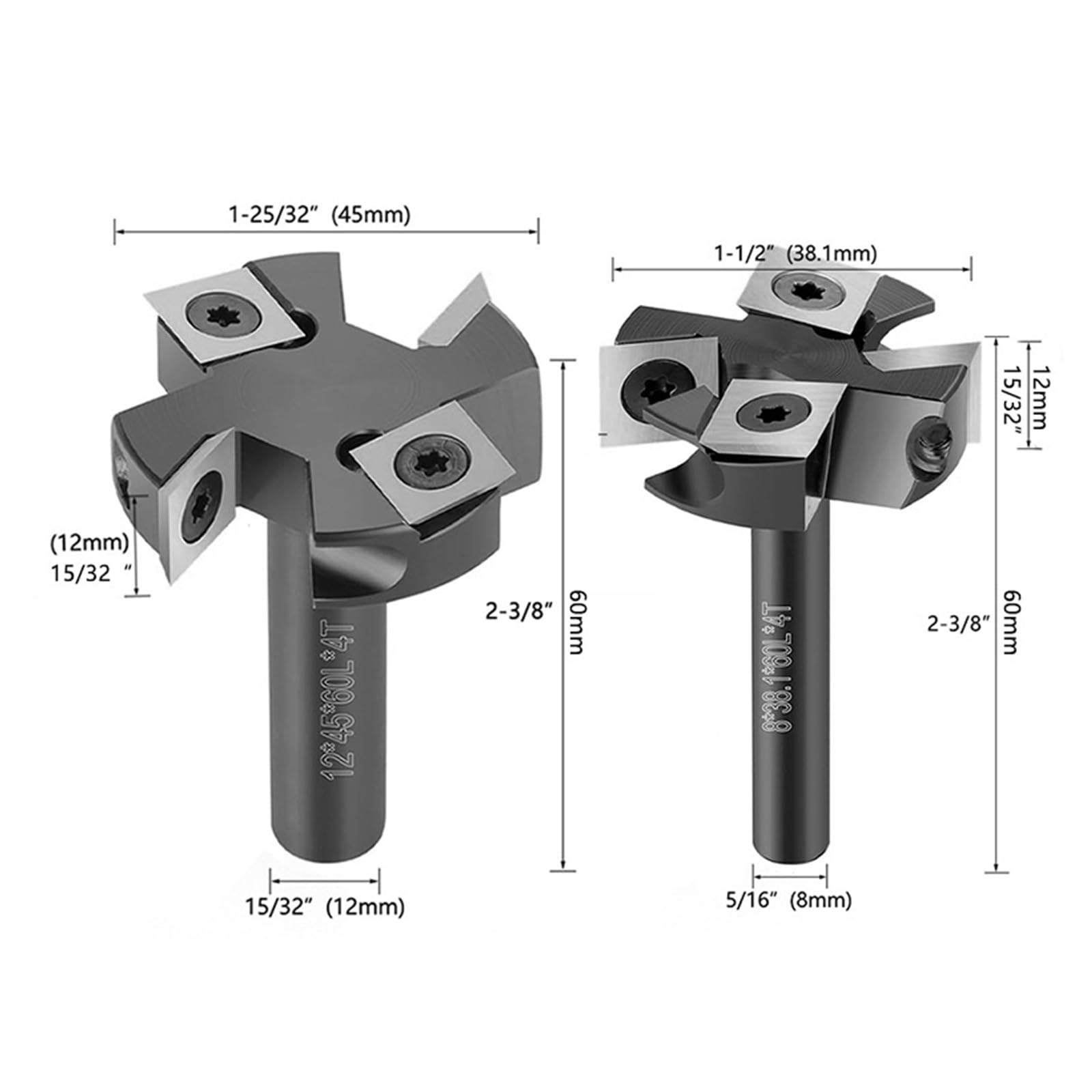 Profesjonalny frez 8 mm 12 mm metalowa wkładka płyta spłaszczająca strugarka do drewna bit nawierzchnia router akcesoria odłączane narzędzie do obróbki drewna
