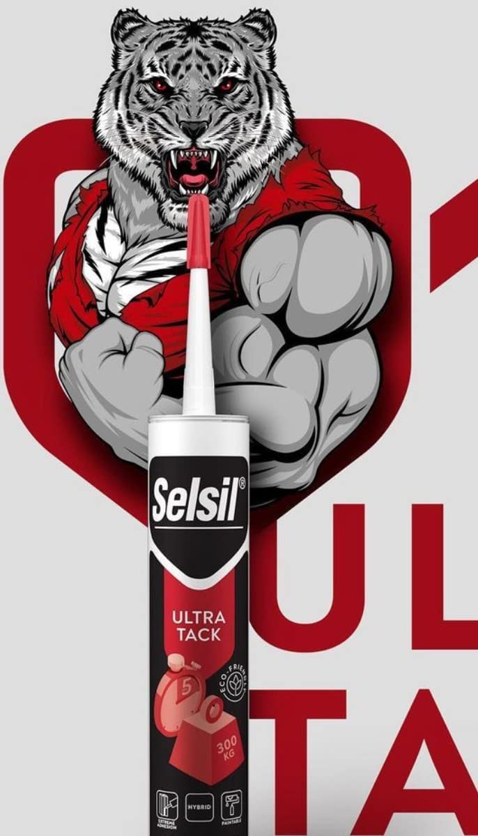 SELSIL Ultra Tack 660 LBS (300 Kg) Carrying Capacity, Hybrid & Paintable Bonding Glue, Super Glue, Wood Glue, Adhesive Glue, Bonds in 5 Seconds, Waterproof Mounting White Glue, 9.80 Fl oz. (290 ml): Industrial & Scientific