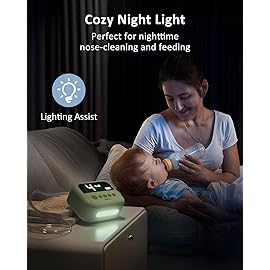 HEYVALUE Nasal Aspirator for Baby, Hospital Grade Nose Sucker with 9 Levels Suction, Night Light and Nursery Rhyme Soothing, Electric Nose Suction for Baby with Food-Grade Silicone Tips Green