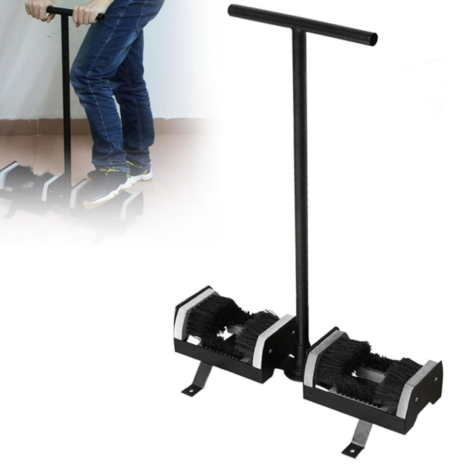 Grattoir à bottes robuste avec poils rigides double face, base en métal, extracteur de boue extérieur pour entrée de jardin, pluie, randonnée et chaussures de football