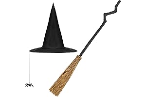 2 Pcs Halloween Witch Set: Witch Hat and Broom for Women