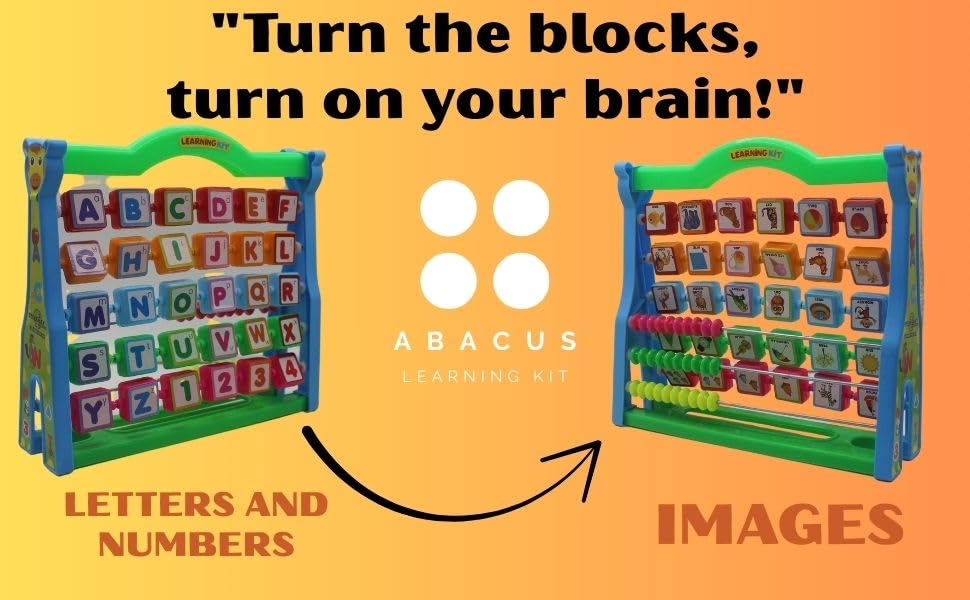 Neokiddo Toys Abacus Toy for Kids & Toddlers (Boys & Girls) Ages 3+ | Improves Counting, Math & English Learning | Medium Size Educational Kit with Beads & Blocks (Green) - Image 2 thumbnail