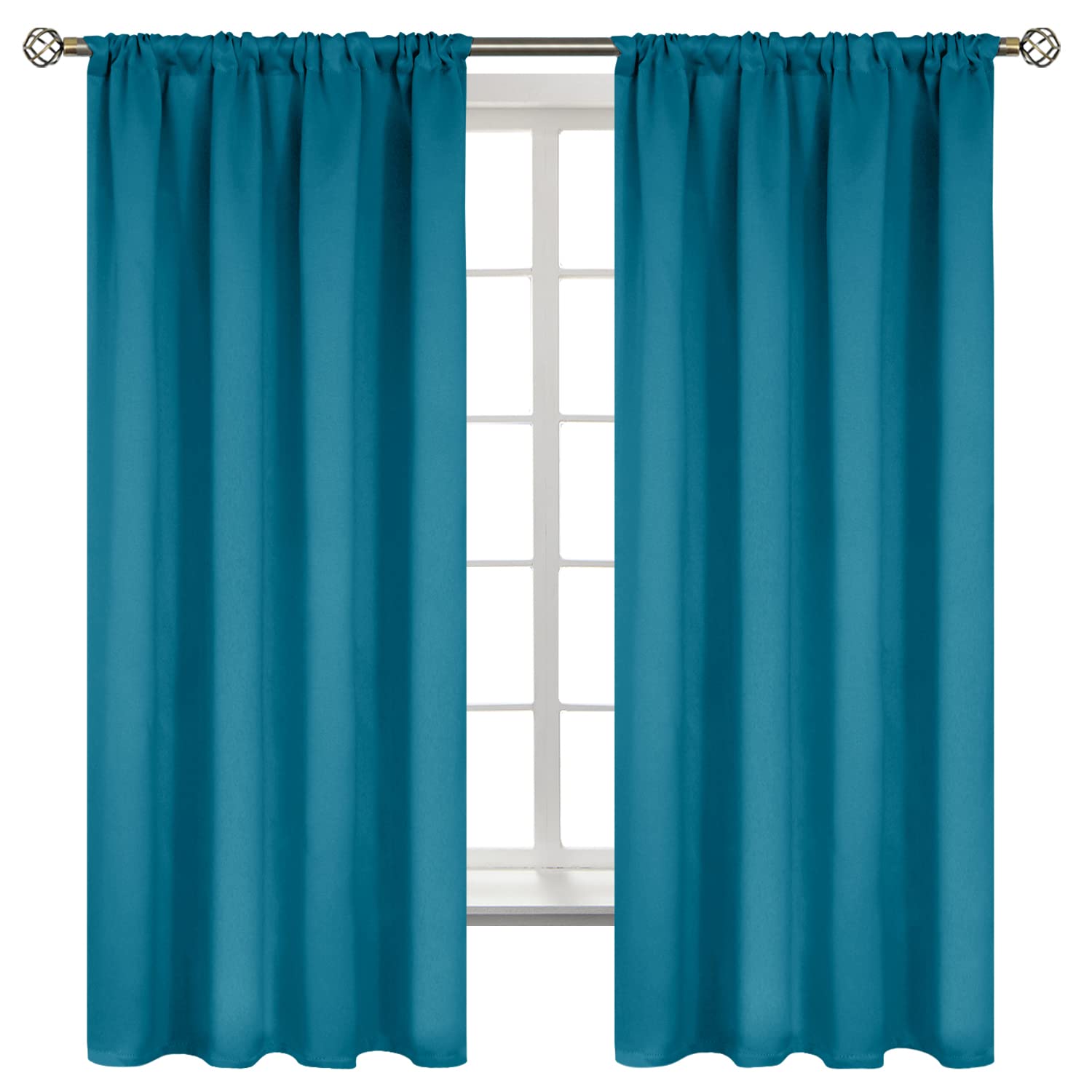 BGment Rod Pocket Blackout Curtains for Bedroom 63 Inches Length - Thermal Insulated Room Darkening Curtain for Living Room, Peacockblue, 42 x 63 Inch, 2 Panels — image 1
