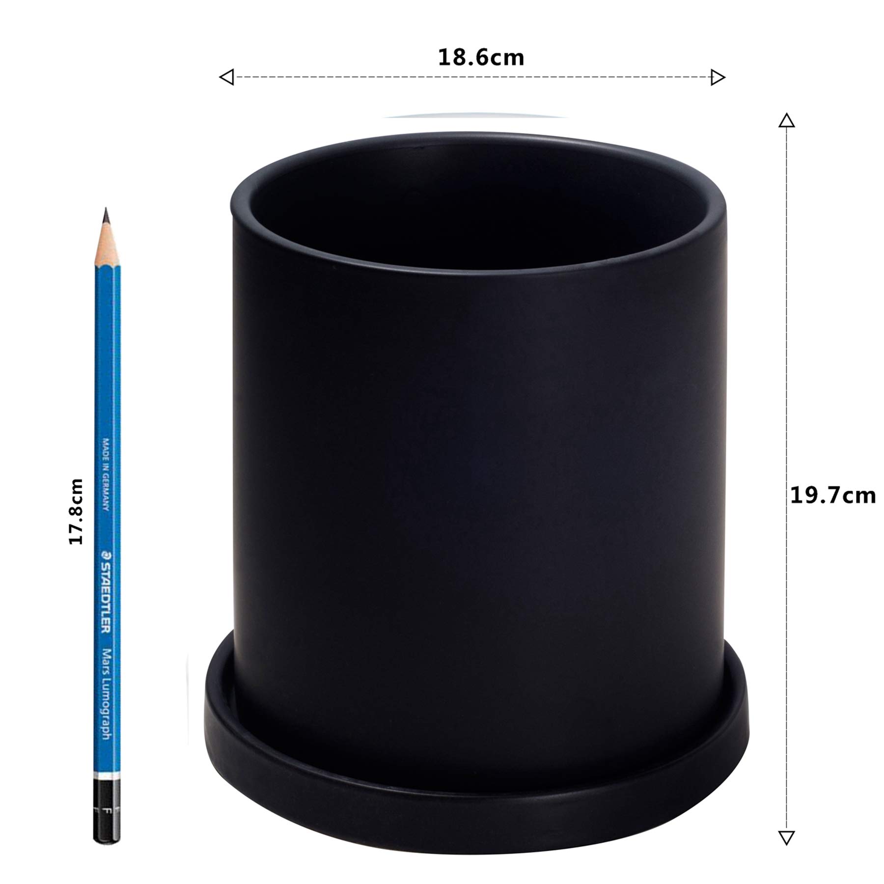 Amazon.co.jp: Ekirlin 植木鉢 陶器鉢 大型 8号 黒 おしゃれ